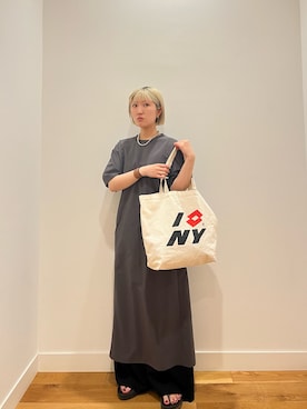 「EKAL（エカル）のDOT AIR ONEPIECE（ワンピース、グレー系）」を使った、⭐︎おーごし☽°☆・°:** さん（レディース・160cm）の春コーディネート