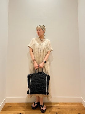 「URBAN RESEARCH DOORS（アーバンリサーチドアーズ）のリネンリヨセルドットワンピース（ワンピース、ベージュ系）」を使った、⭐︎おーごし☽°☆・°:** さん（レディース・160cm）の春コーディネート