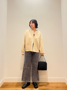 「URBAN RESEARCH DOORS（アーバンリサーチドアーズ）の『一部WEB限定カラー』ニットZIPブルゾン｜ニットカーデ/軽アウター/羽織り/26AW（ブルゾン、ベージュ系）」を使った、⭐︎おーごし☽°☆・°:** さん（レディース・160cm）の秋コーディネート
