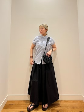 「URBAN RESEARCH DOORS（アーバンリサーチドアーズ）のGYMPHLEX　FRENCH SLEEVE SHIRTS（シャツ/ブラウス、ブルー系）」を使った、⭐︎おーごし☽°☆・°:** さん（レディース・160cm）の春コーディネート