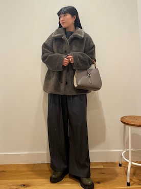 「URBAN RESEARCH DOORS（アーバンリサーチドアーズ）のコクーンシルエットボアコート（その他アウター）」を使った、⭐︎おーごし☽°☆・°:** さん（レディース・160cm）の秋コーディネート