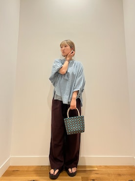 「URBAN RESEARCH DOORS（アーバンリサーチドアーズ）のリネンリヨセルイージーパンツ（その他パンツ、レッド系）」を使った、⭐︎おーごし☽°☆・°:** さん（レディース・160cm）の夏コーディネート