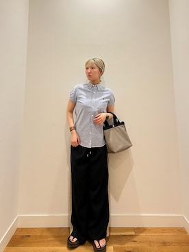 「URBAN RESEARCH DOORS（アーバンリサーチドアーズ）のGYMPHLEX　FRENCH SLEEVE SHIRTS（シャツ/ブラウス、ブルー系）」を使った、⭐︎おーごし☽°☆・°:** さん（レディース・160cm）の春コーディネート