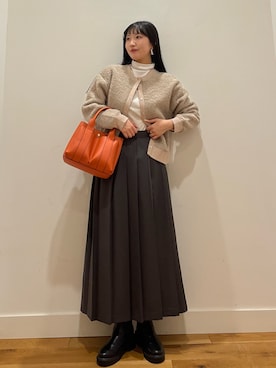 「URBAN RESEARCH DOORS（アーバンリサーチドアーズ）のプードルボアカーディガン（カーディガン/ボレロ）」を使った、⭐︎おーごし☽°☆・°:** さん（レディース・160cm）の秋コーディネート