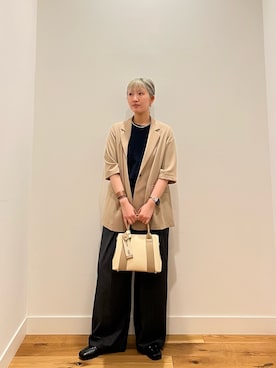 「URBAN RESEARCH DOORS（アーバンリサーチドアーズ）の『UR TECH ひやサラクール』コットンハーフスリーブKNIT（ニット/セーター、ブルー系）」を使った、⭐︎おーごし☽°☆・°:** さん（レディース・160cm）の春コーディネート