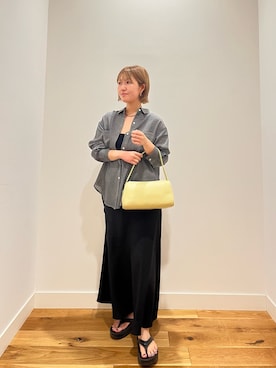「URBAN RESEARCH DOORS（アーバンリサーチドアーズ）のシアーデニムシャツ（シャツ/ブラウス、ブラック系）」を使った、⭐︎おーごし☽°☆・°:** さん（レディース・160cm）の夏コーディネート