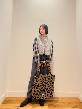 「URBAN RESEARCH DOORS（アーバンリサーチドアーズ）のチェックスキッパーシャツ（シャツ/ブラウス、ブルー系）」を使った、⭐︎おーごし☽°☆・°:** さん（レディース・160cm）の秋コーディネート