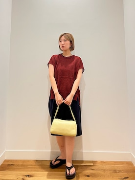 「URBAN RESEARCH DOORS（アーバンリサーチドアーズ）の『洗濯可/UVカット』『UR TECH』Aircareフレンチニットプルオーバー（その他トップス、レッド系）」を使った、⭐︎おーごし☽°☆・°:** さん（レディース・160cm）の夏コーディネート