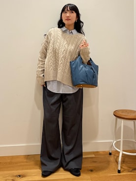 「アイテム（ハンドバッグ、ブルー系）」を使った、⭐︎おーごし☽°☆・°:** さん（レディース・160cm）の秋コーディネート