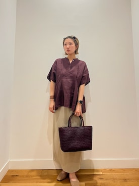「URBAN RESEARCH DOORS（アーバンリサーチドアーズ）の楊柳ストレートスカート（スカート、ベージュ系）」を使った、⭐︎おーごし☽°☆・°:** さん（レディース・160cm）の夏コーディネート