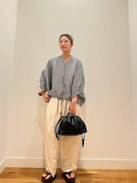 「URBAN RESEARCH DOORS（アーバンリサーチドアーズ）のリネンドロストドルマンブラウス（シャツ/ブラウス、その他）」を使った、⭐︎おーごし☽°☆・°:** さん（レディース・160cm）の夏コーディネート