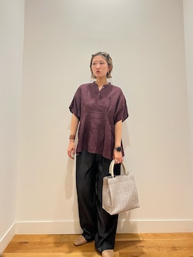 「URBAN RESEARCH DOORS（アーバンリサーチドアーズ）のリネンウエストタックスキッパーブラウス（シャツ/ブラウス、レッド系）」を使った、⭐︎おーごし☽°☆・°:** さん（レディース・160cm）の夏コーディネート