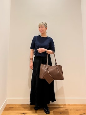 「URBAN RESEARCH DOORS（アーバンリサーチドアーズ）の『UR TECH ひやサラクール』コットンハーフスリーブKNIT（ニット/セーター、ブルー系）」を使った、⭐︎おーごし☽°☆・°:** さん（レディース・160cm）の春コーディネート