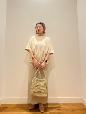 「URBAN RESEARCH DOORS（アーバンリサーチドアーズ）の楊柳ストレートスカート（スカート、ベージュ系）」を使った、⭐︎おーごし☽°☆・°:** さん（レディース・160cm）の夏コーディネート