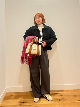 「アイテム（ストール/ショール、レッド系）」を使った、⭐︎おーごし☽°☆・°:** さん（レディース・160cm）の冬コーディネート