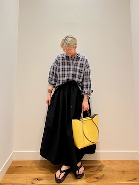 「URBAN RESEARCH DOORS（アーバンリサーチドアーズ）のチェックシアーシャツ（シャツ/ブラウス、ブルー系）」を使った、⭐︎おーごし☽°☆・°:** さん（レディース・160cm）の春コーディネート