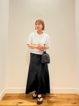「URBAN RESEARCH DOORS（アーバンリサーチドアーズ）のバイアスフレアスカート（スカート、ブラック系）」を使った、⭐︎おーごし☽°☆・°:** さん（レディース・160cm）の夏コーディネート
