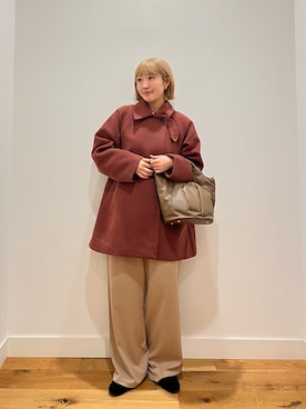 「アイテム（その他アウター、レッド系）」を使った、⭐︎おーごし☽°☆・°:** さん（レディース・160cm）の冬コーディネート