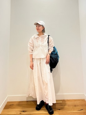 「FORK&SPOON（フォークアンドスプーン）のFORK&SPOON　シアーアノラックパーカー（パーカー、ホワイト系）」を使った、⭐︎おーごし☽°☆・°:** さん（レディース・160cm）の春コーディネート