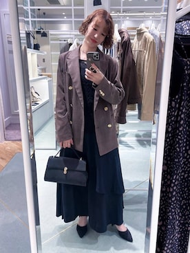 「Andemiu（アンデミュウ）のポインテッドベルトパンプス/1043160（パンプス、ブラック系）」を使った、miuさん（レディース・157cm）の秋コーディネート