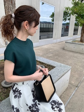 「Andemiu（アンデミュウ）のザツザイハイショクBAG995247（かごバッグ）」を使った、miuさん（レディース・157cm）の春コーディネート
