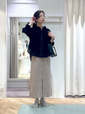 「Andemiu（アンデミュウ）のザツザイハイショクBAG995247（かごバッグ）」を使った、miuさん（レディース・157cm）の夏コーディネート