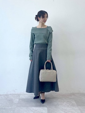 「アイテム（ボストンバッグ、グレー系）」を使った、miuさん（レディース・157cm）の冬コーディネート