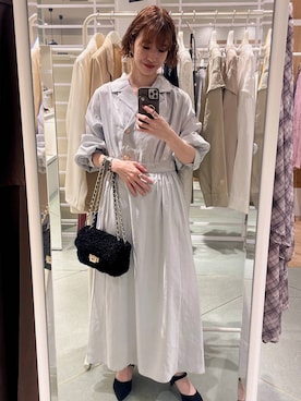「Andemiu（アンデミュウ）のポインテッドベルトパンプス/1043160（パンプス、ブラック系）」を使った、miuさん（レディース・157cm）の秋コーディネート