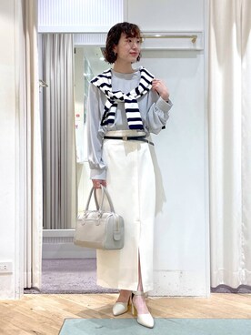 「アイテム（ボストンバッグ、グレー系）」を使った、miuさん（レディース・157cm）の春コーディネート
