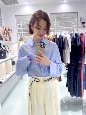 「アイテム（スラックス）」を使った、miuさん（レディース・157cm・30代）の夏コーディネート