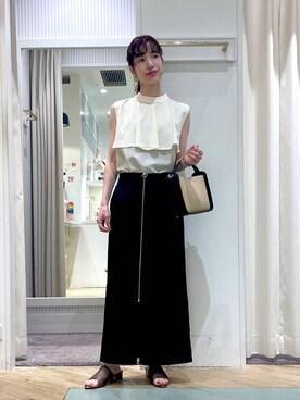 「Andemiu（アンデミュウ）のザツザイハイショクBAG995247（かごバッグ）」を使った、miuさん（レディース・157cm）の夏コーディネート