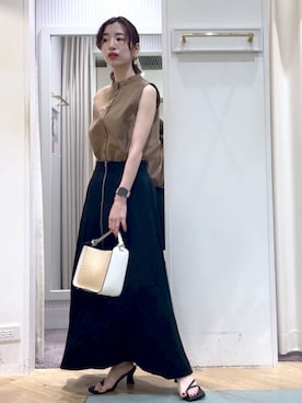 「Andemiu（アンデミュウ）のザツザイハイショクBAG995247（かごバッグ）」を使った、miuさん（レディース・157cm）の春コーディネート