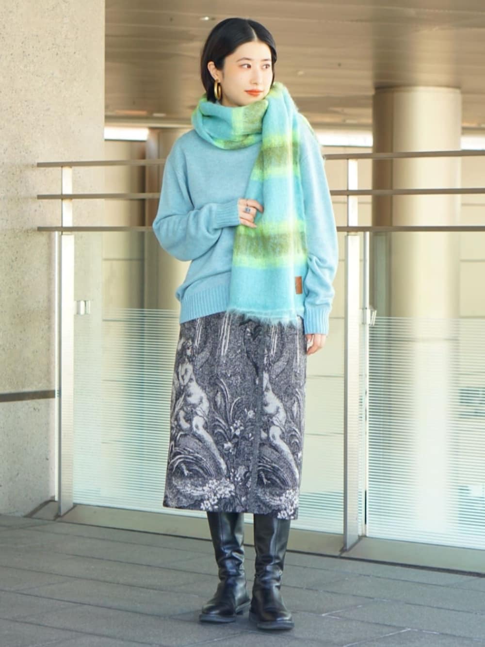 caban（キャバン）の「フランネルジャカード ラップスカート（スカート