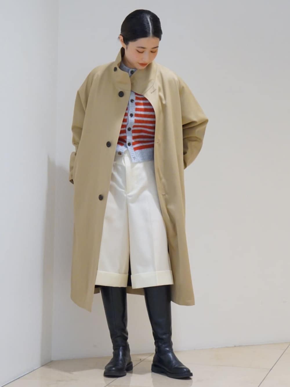 CABaN アルパカボーダー　クルーネックカーディガン caban（キャバン）の「アルパカボーダー クルーネック