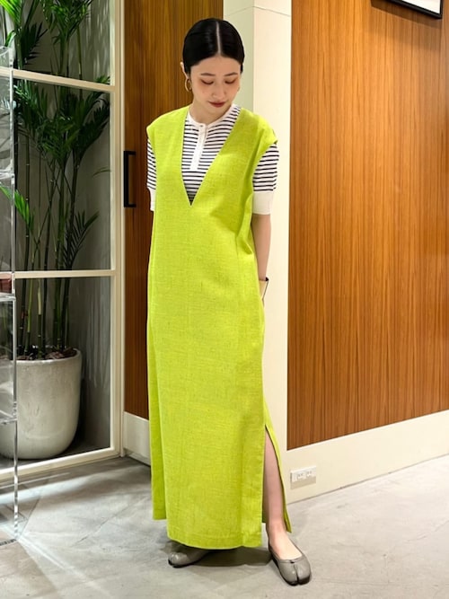 caban（キャバン）の「□ レーヨンシルク Vネックロングワンピース  