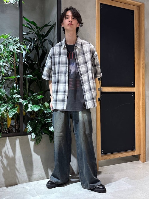 オーバーサイズオンブレチェックシャツ