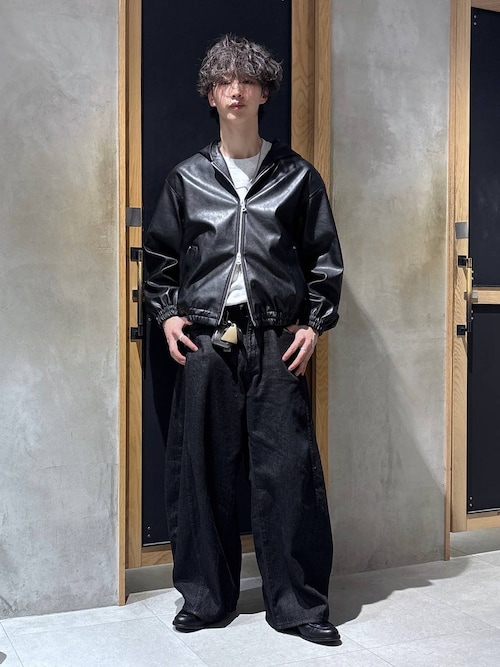 Synthetic Leather Short Hood Blouson/シンセティックレザーショート