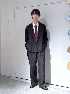 「RAGEBLUE（レイジブルー）の【LUXURY＋EASY】＜イージーケア＞TIED UP OVERSIZED DRAPE SHIRTS/ラグイージータイ付きオーバーサイズシャツ（シャツ/ブラウス、ホワイト系）」を使った、 koutaさん（メンズ・173cm）の秋コーディネート