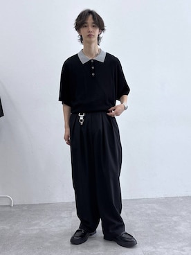 「RAGEBLUE（レイジブルー）のSummer Cocoon Easy Pants/サマーコクーンイージーパンツ（スラックス、ブラック系）」を使った、 koutaさん（メンズ・173cm）の春コーディネート