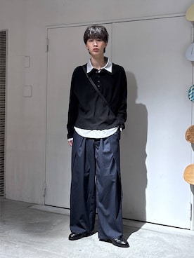 「RAGEBLUE（レイジブルー）の2WAY/チェーンミニショルダーバッグ（ショルダーバッグ、ブラック系）」を使った、 koutaさん（メンズ・173cm）の秋コーディネート