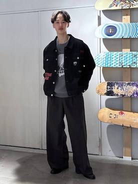 「RAGEBLUE（レイジブルー）のSynthetic Leather Classic Loafer/クラシックローファー（ローファー、ブラック系）」を使った、 koutaさん（メンズ・173cm）の春コーディネート