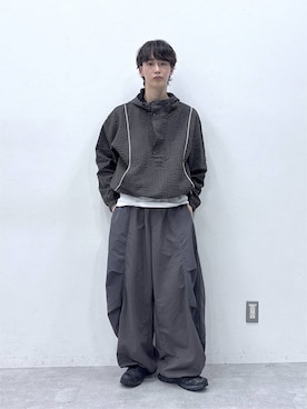 「RAGEBLUE（レイジブルー）のLOOSE NECK SHEER LONG TEE/ユルネックシアーロンＴ（Tシャツ/カットソー、ホワイト系）」を使った、 koutaさん（メンズ・173cm）の秋コーディネート