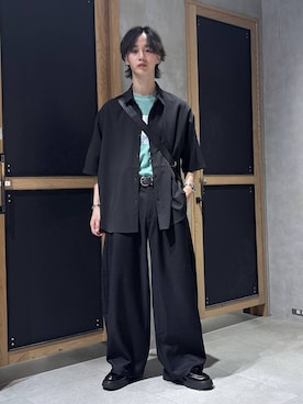 「RAGEBLUE（レイジブルー）の【LUXURY+EASY】ラグイージー/ドレープルーズシャツ（シャツ/ブラウス、ブラック系）」を使った、 koutaさん（メンズ・173cm）の春コーディネート