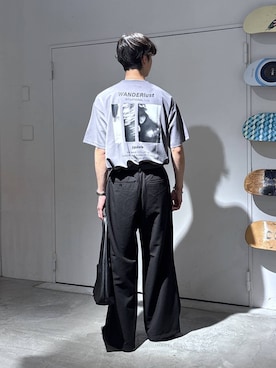 「RAGEBLUE（レイジブルー）の＜接触冷感＞COOL FEELING TR WIDE STRAIGHT SLACKS/TRワイドストレートスラックス（スラックス、ブラック系）」を使った、 koutaさん（メンズ・173cm）の夏コーディネート