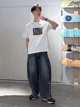 「RAGEBLUE（レイジブルー）のステンレスアソートチェーンブレスレット（ブレスレット、ホワイト系）」を使った、 koutaさん（メンズ・173cm）の春コーディネート