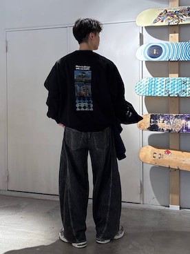 「RAGEBLUE（レイジブルー）の＜接触冷感＞Cool Feeling Light oz Denim Barrel Pants/ライトオンスデニムバレルパンツ（デニムパンツ、グレー系）」を使った、 koutaさん（メンズ・173cm）の春コーディネート