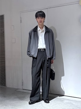 「RAGEBLUE（レイジブルー）の【LUXURY＋EASY】＜イージーケア＞TIED UP OVERSIZED DRAPE SHIRTS/ラグイージータイ付きオーバーサイズシャツ（シャツ/ブラウス、ホワイト系）」を使った、 koutaさん（メンズ・173cm）の秋コーディネート