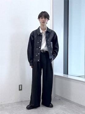 「RAGEBLUE（レイジブルー）の【LUXURY＋EASY】＜イージーケア＞TIED UP OVERSIZED DRAPE SHIRTS/ラグイージータイ付きオーバーサイズシャツ（シャツ/ブラウス、ホワイト系）」を使った、 koutaさん（メンズ・173cm）の秋コーディネート