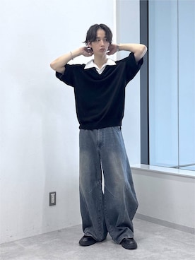 「アイテム（ポロシャツ、ブラック系）」を使った、 koutaさん（メンズ・173cm）の秋コーディネート