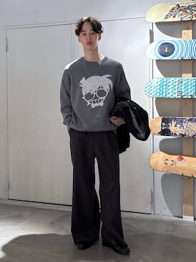 「RAGEBLUE（レイジブルー）のSynthetic Leather Classic Loafer/クラシックローファー（ローファー、ブラック系）」を使った、 koutaさん（メンズ・173cm）の春コーディネート